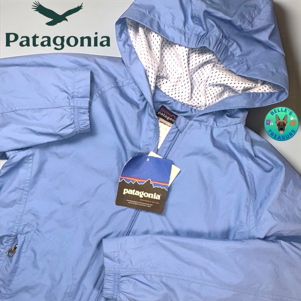 Patagonia Breezeway Jacket Blue Womens XS Hooded Lightweight‎ Full Zip Rain Coat